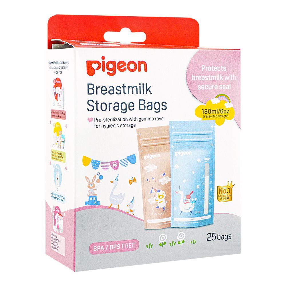 Pigeon Breastmilk Storage Bag, 180ml, 25-Pack