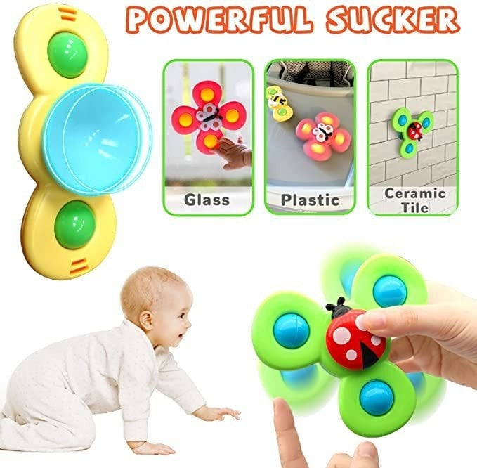 SUCTION CUP SPINNER TOYS - 3 PCS