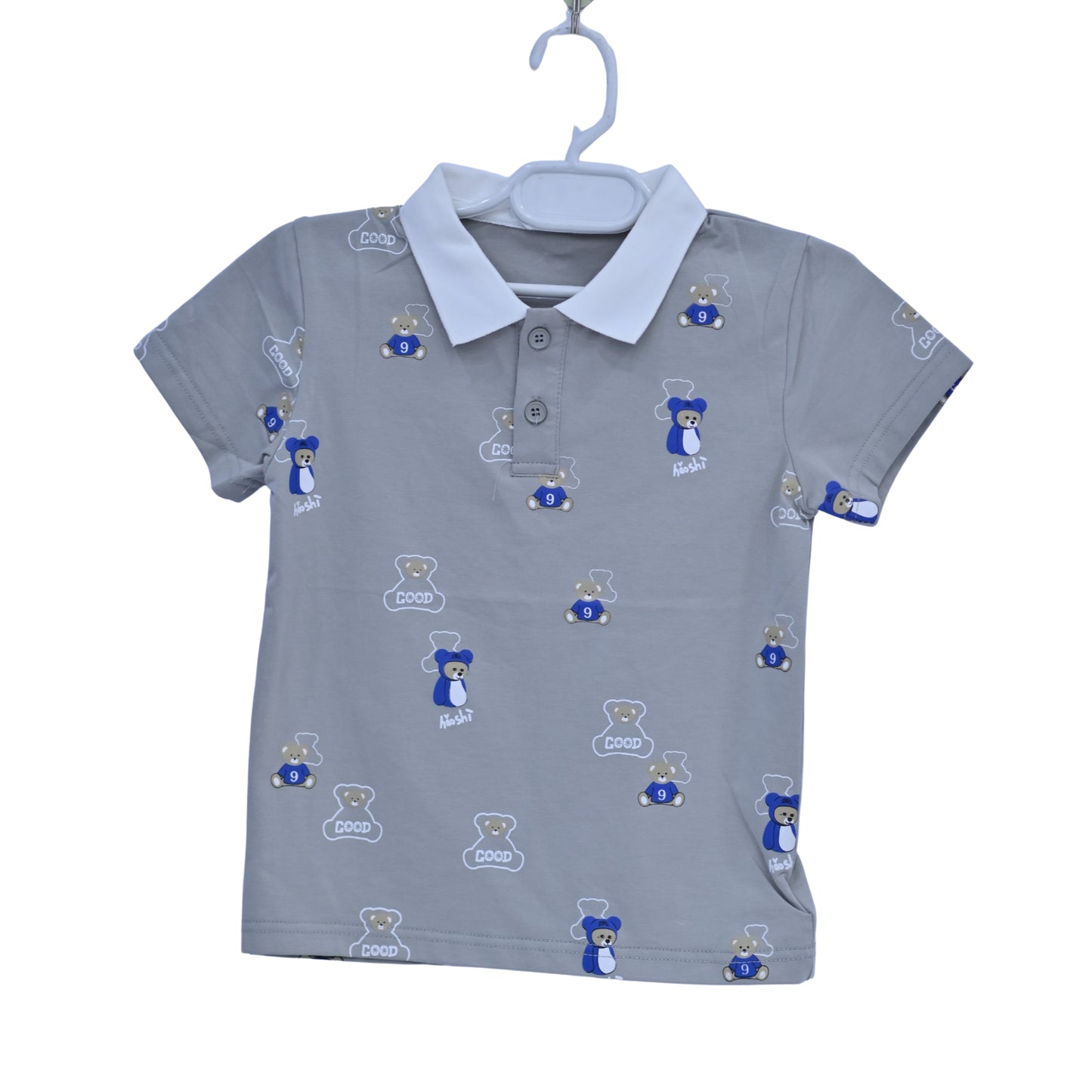 Grey Teddy Print Polo