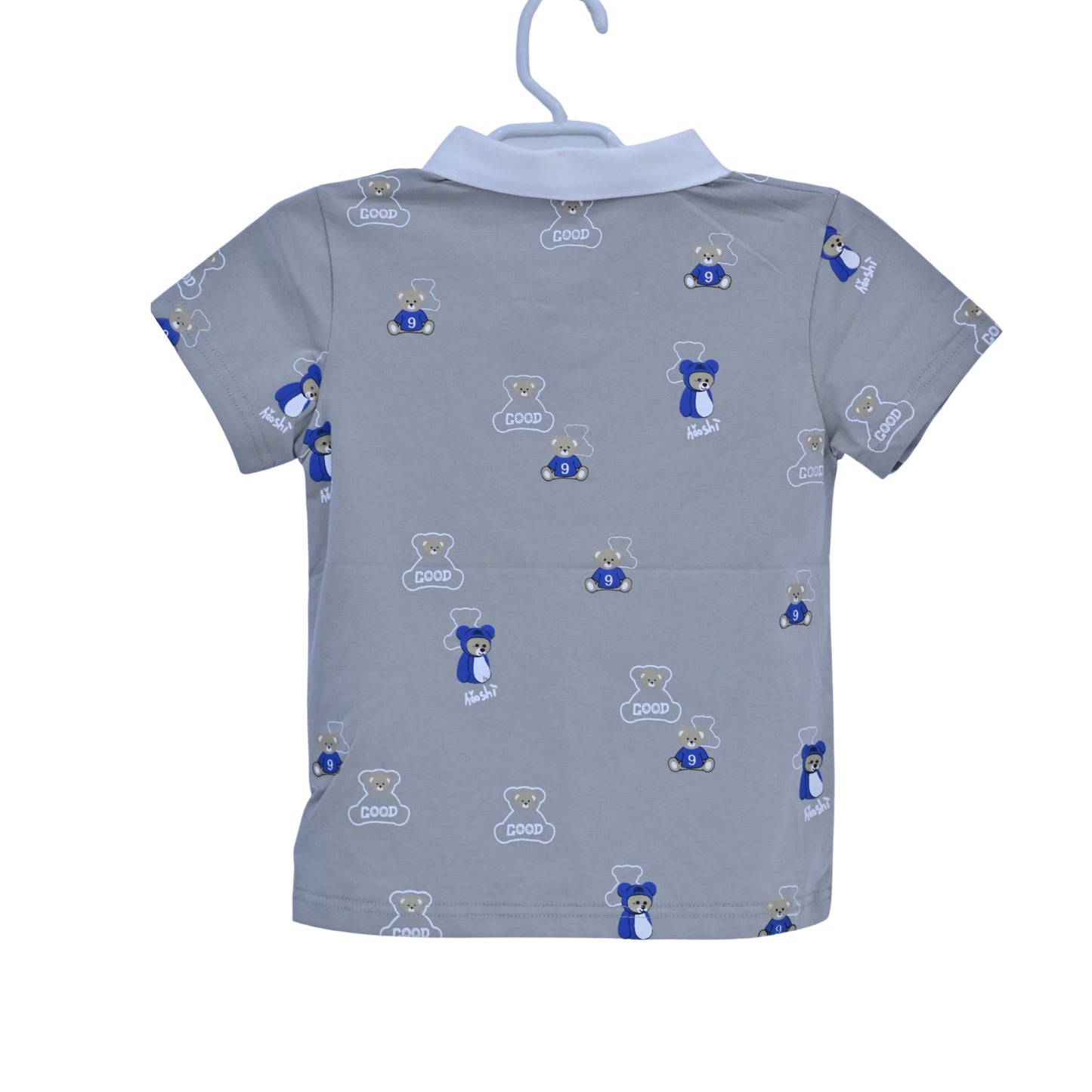 Grey Teddy Print Polo