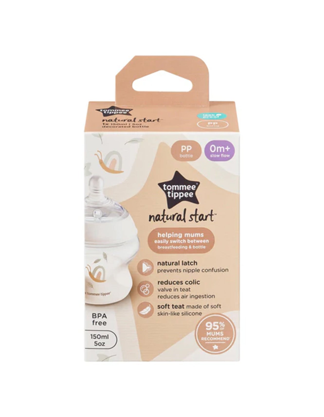 Tomme Tippee Decorated Natural Start Bottle - TT, 150ML