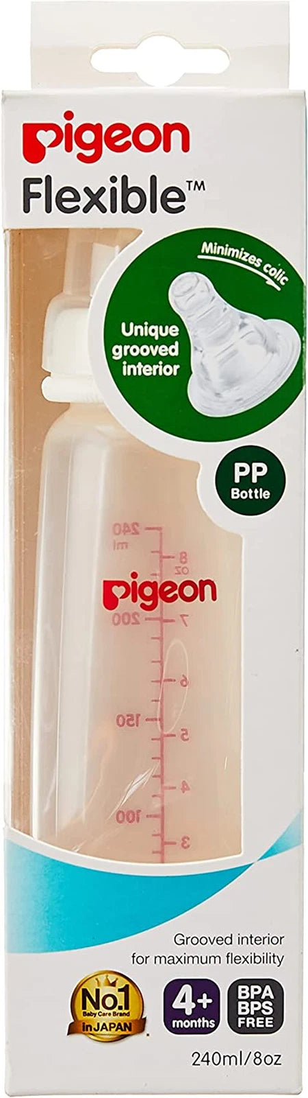 Pigeon Flexible Slim Neck Baby Bottle for 4+ M, 240ML