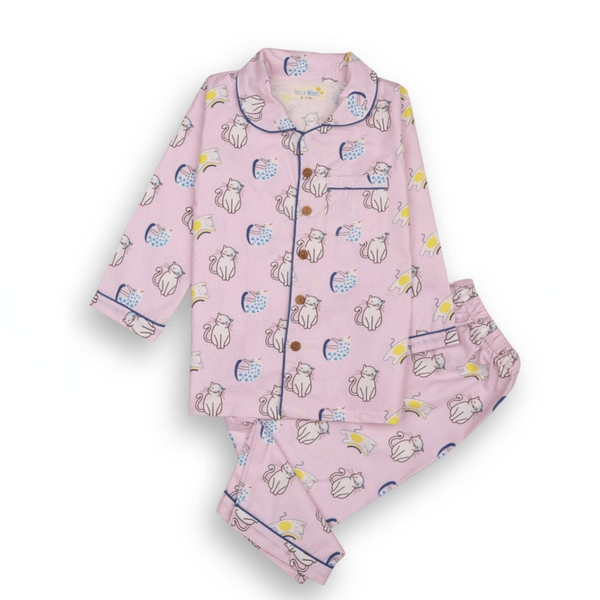 100% Cotton Rainbow Riders Kids Collar Night Suit Set