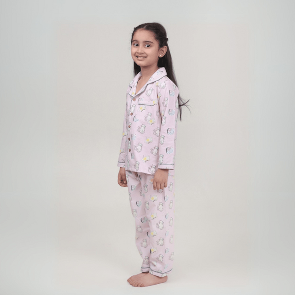 100% Cotton Rainbow Riders Kids Collar Night Suit Set