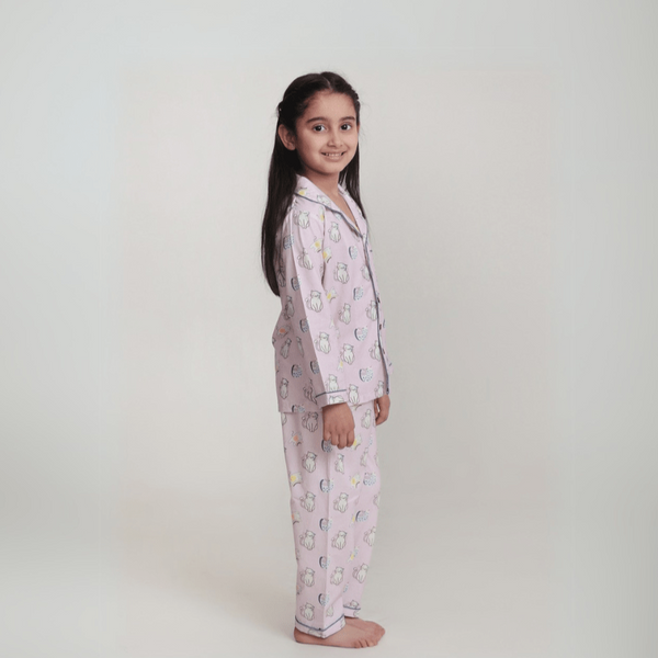 100% Cotton Rainbow Riders Kids Collar Night Suit Set