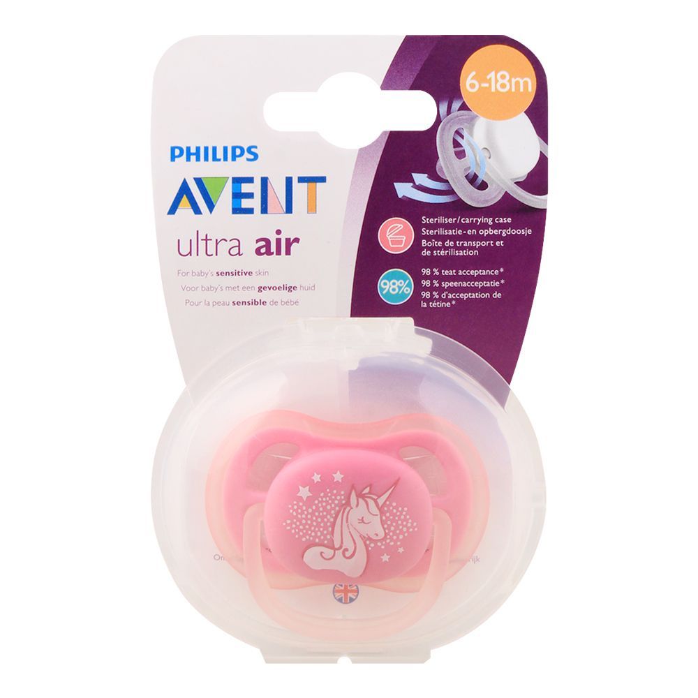Philips Avent Ultra Air Sensitive Skin Soother, Pink/Poney, 6-18M