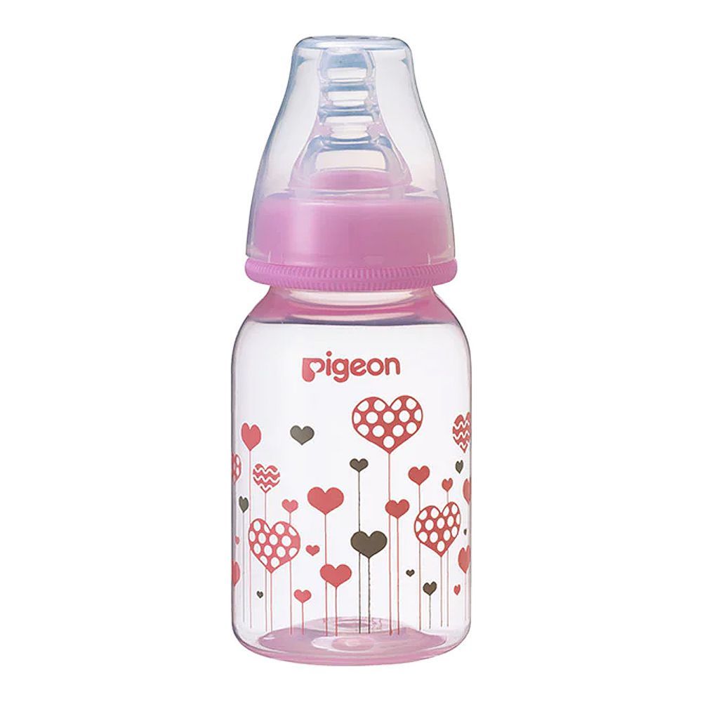 Pigeon Flexible Clear Soft & Elastic PP Feeding Bottle, Pink, 120ml Main image