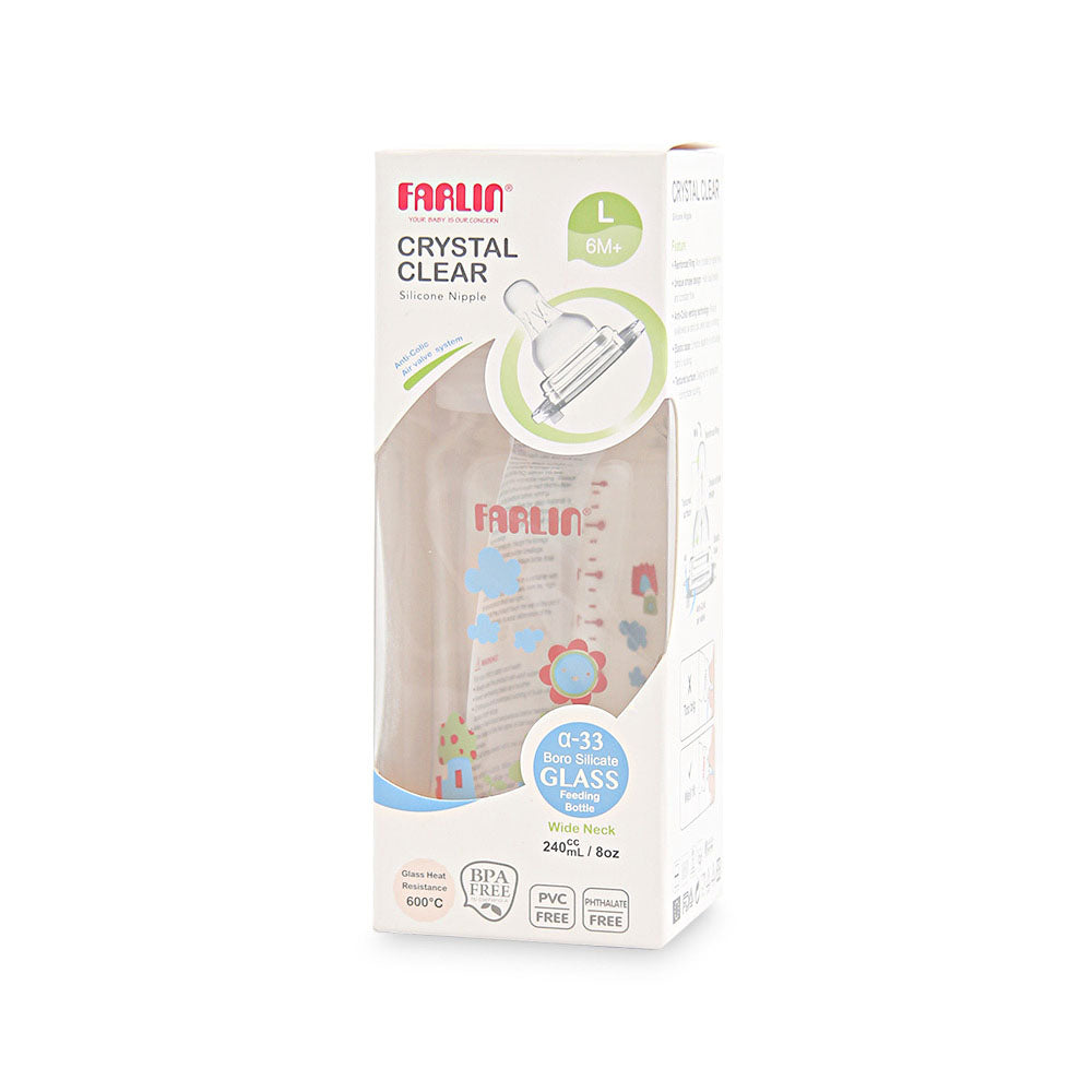 Farlin Wide Neck Glass Feeding Bottle 240ML