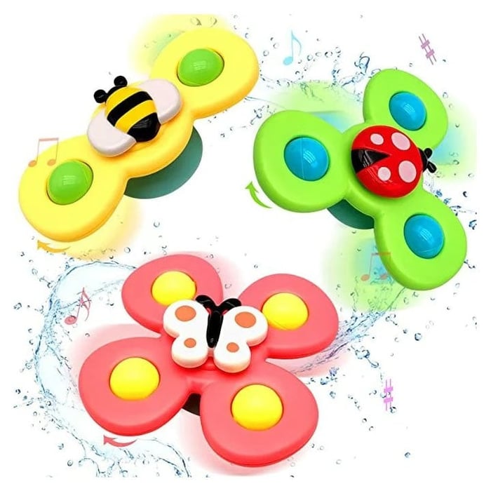 SUCTION CUP SPINNER TOYS - 3 PCS