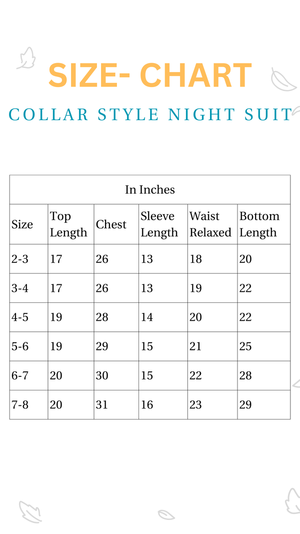 100% Cotton Rainbow Riders Kids Collar Night Suit Set