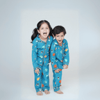 100% Cotton Cosmic Cuddles Kids Collar Night Suit Set