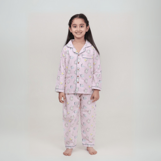 100% Cotton Rainbow Riders Kids Collar Night Suit Set
